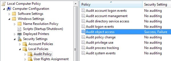 server 2012 r2 review activity audit object access