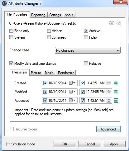 Modify File Creation Date
