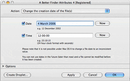 mass change date with automator mac