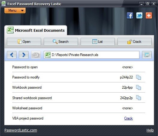 excel password lastic