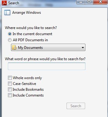 how to search multiple pdf files for a word
