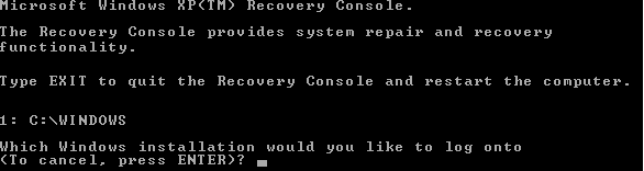 xp recovery console commands