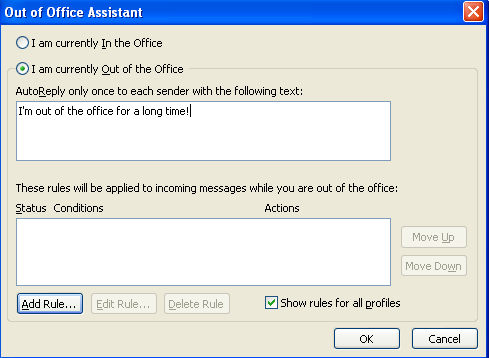 out of office outlook
