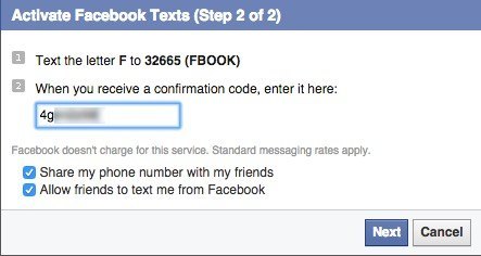 code list facebook confirmation Facebook Update Texts using a From Status Dumbphone Facebook