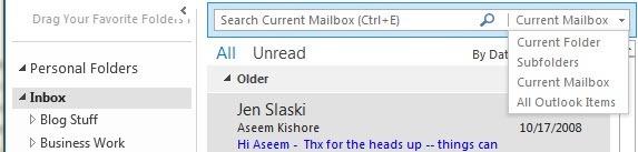 Search Outlook Email by Sender, Date, Keyword, Size and More