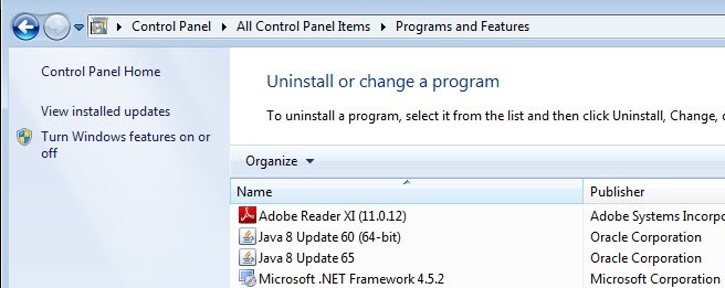 uninstall java se development kit 8 update 5 windows