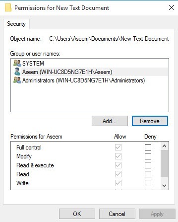 windows registry permissions reset