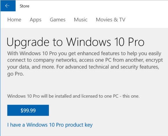 upgrade to win 10 pro product key