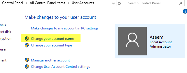 changing microsoft account name