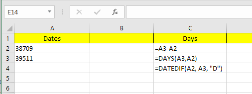 excel formula subtract date from today