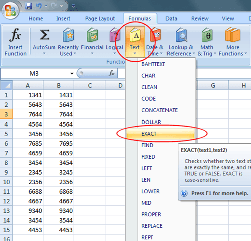 compare two columns in excel and find matches