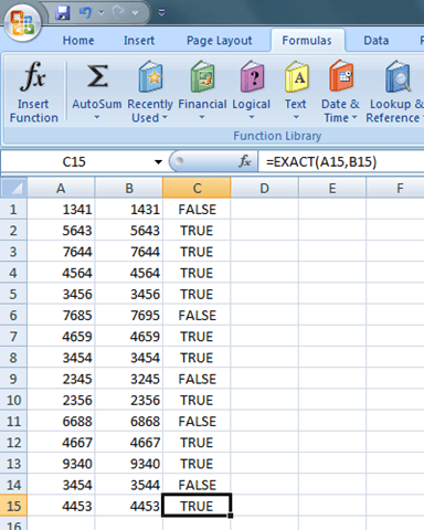 Find Out if Two Cells in Excel Contain Exactly the Same Number Values