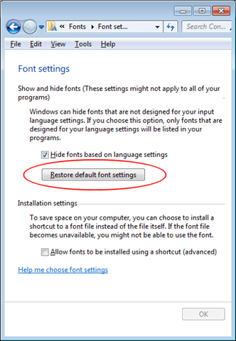 Font settings