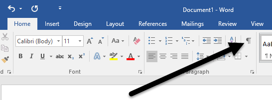 Word Show Formatting Marks