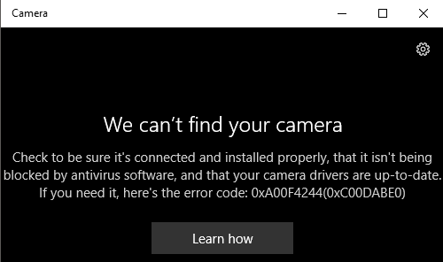 camera in use by another application windows 10
