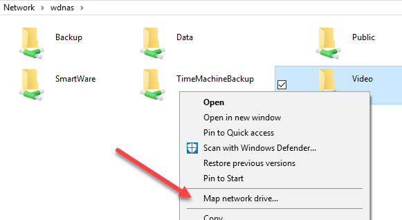 create network folder windows 10