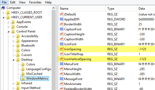 Change Desktop Icon Spacing in Windows 10