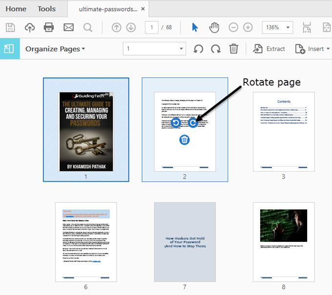 rotating pages in pdf