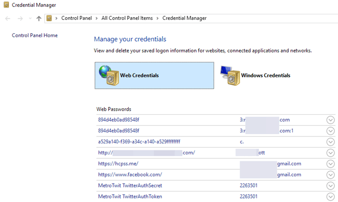 clearing windows credential manager